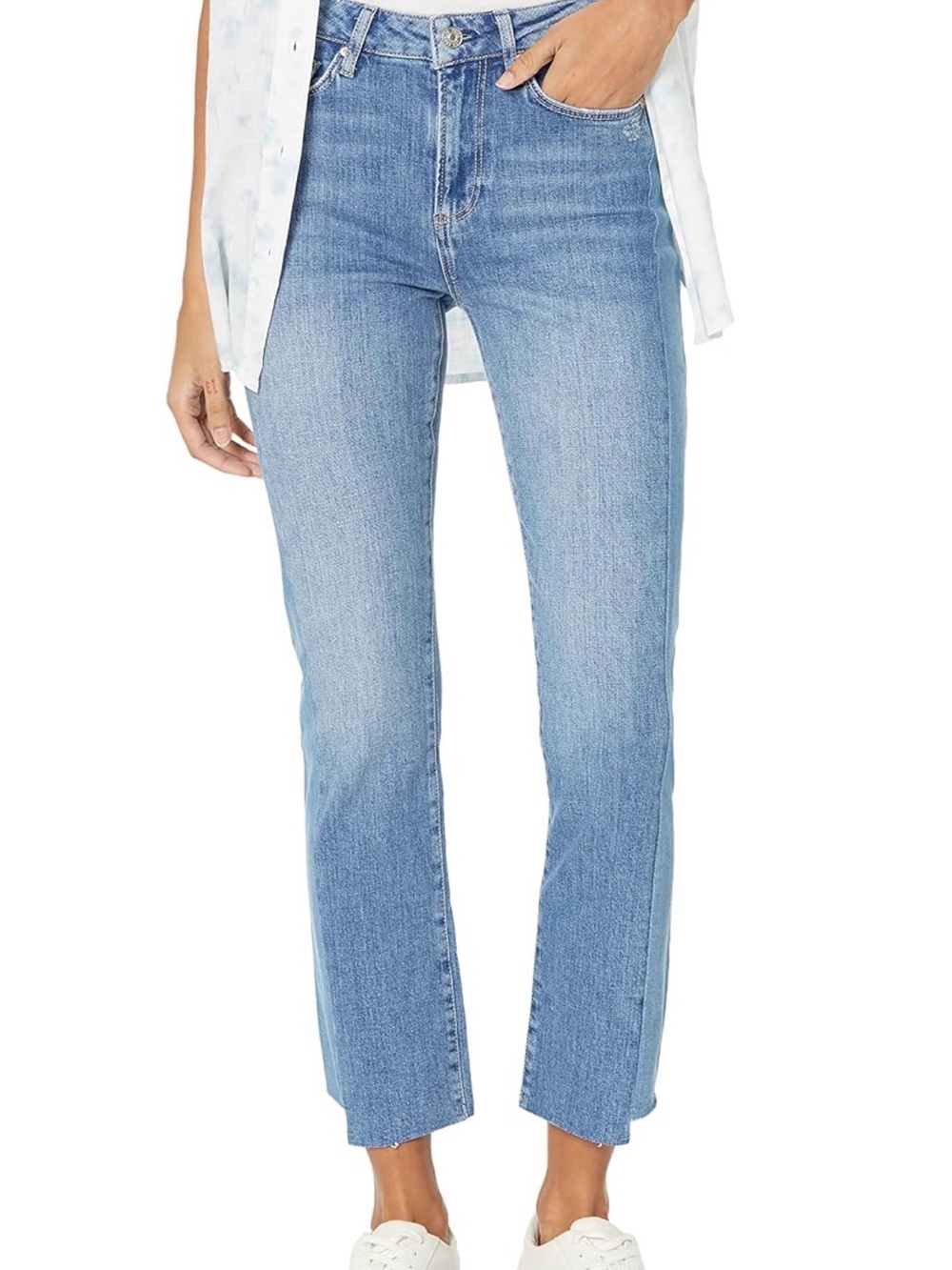 PAIGE High-Rise Straight Crop Jeans, Two-Tone Faded Panel - Size 29